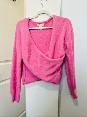 Jessica Simpson Pink Wrap V-Neck Sweater